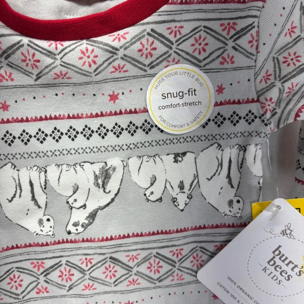 Burts Bees Kids Organic Cotton Snug‎ Fit Pajama Top Polar Bear Print 2T
